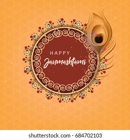 Happy Janmashtami design background, Vector Illustration.