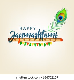 Happy Janmashtami design background, Vector Illustration.