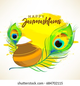 Happy Janmashtami design background, Vector Illustration.