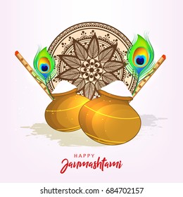 Happy Janmashtami design background, Vector Illustration.