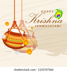 Happy Janmashtami Design Background,Dahi Handi Celebration.