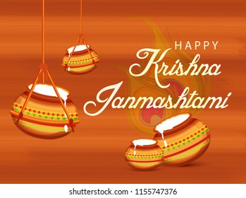 Happy Janmashtami Design Background,Dahi Handi Celebration.