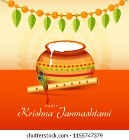 Happy Janmashtami Design Background,Dahi Handi Celebration.