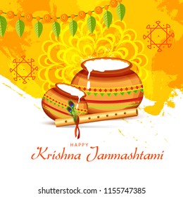 Happy Janmashtami Design Background,Dahi Handi Celebration.