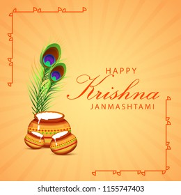 Happy Janmashtami Design Backgrounddahi Handi Celebration Stock Vector ...