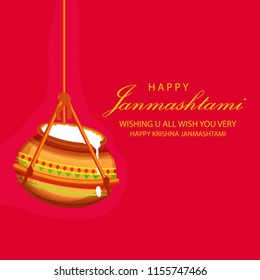 Happy Janmashtami Design Background,Dahi Handi Celebration.