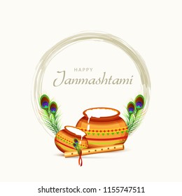 Happy Janmashtami Design Background,Dahi Handi Celebration.