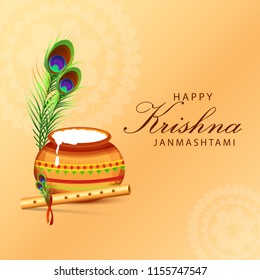 Happy Janmashtami Design Background,Dahi Handi Celebration.