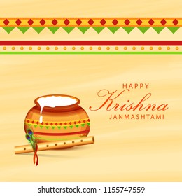 Happy Janmashtami Design Background,Dahi Handi Celebration.
