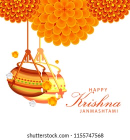Happy Janmashtami Design Background,Dahi Handi Celebration.