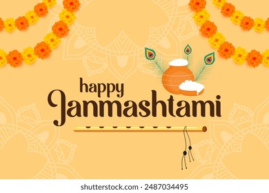 happy janmashtami festival background illustration