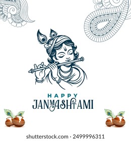 Happy janmashtami festival card background