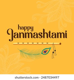 happy janmashtami festival illustration in flat style