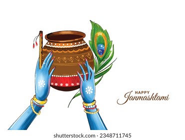 Happy janmashtami festival of india lord krishna beautiful card background