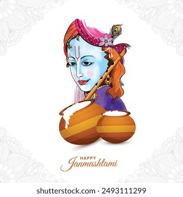 Happy janmashtami festival of india lord krishna beautiful card background