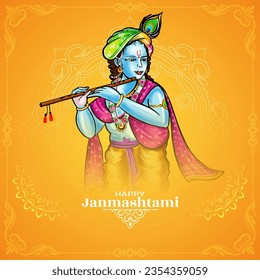 Happy janmashtami festival religious celebration background vector