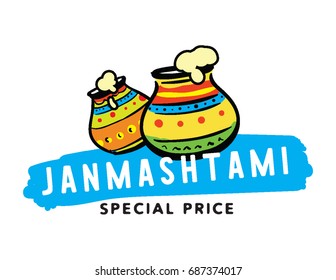 Happy Janmashtami festival sale, typographic vector design. Isolated. Usable as background, banner, greeting card, t-shirt, print. Indian holiday.