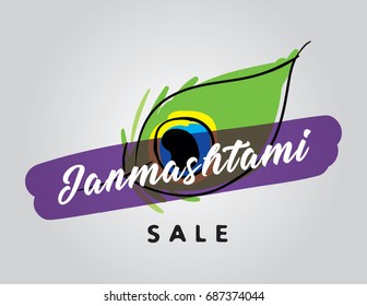 Happy Janmashtami festival sale, typographic vector design. Isolated. Usable as background, banner, greeting card, t-shirt, print. Indian holiday.