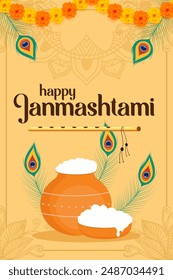 Happy Janmashtami Festival vertikale Banner Illustration