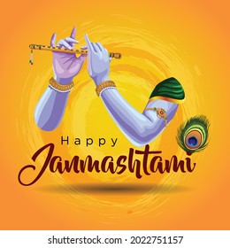 happy janmashtami greetings. vector illustration.