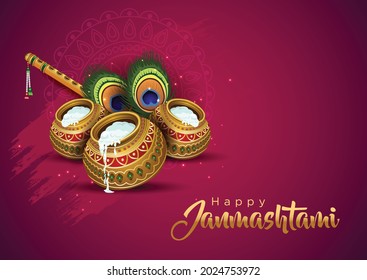 happy janmashtami greetings. vector illustration.