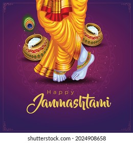 happy janmashtami greetings. vector illustration design.