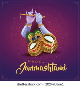 happy janmashtami greetings. vector illustration design.