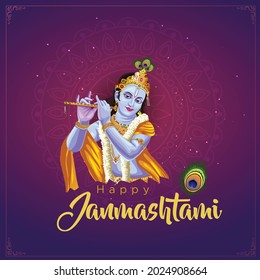 happy janmashtami greetings. vector illustration design.