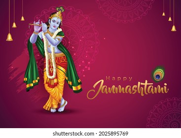 happy janmashtami greetings. vector illustration design.