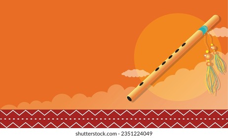 Happy janmashtami greetings. Vector illustration design. Janmashtami typography, lord Krishna religious festival. Greeting card, banner, social media post flat promotion copy space