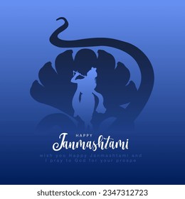 happy Janmashtami, a Hindu festival celebrated of lord Krishna night, English calligraphy. vector illustration design	