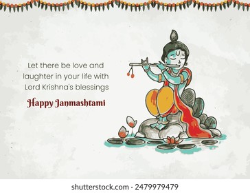 Glückliche Janmashtami, Illustration von Lord Krishna