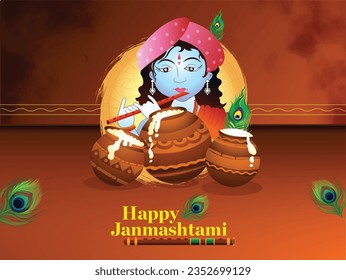 Feliz fondo vectorial de ilustración de janmashtami