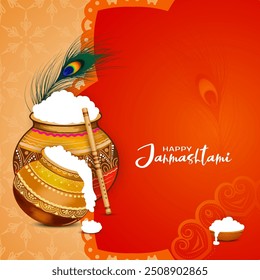 Happy Janmashtami Indian cultural festival celebration greeting background vector