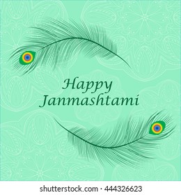 Happy janmashtami, Indian feast of the birth of Krishna. Greeting card janmashtami. Invitation janmashtami. Vector illustration.