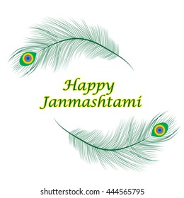 Happy janmashtami, Indian feast of the birth of Krishna. Greeting card janmashtami.  Vector illustration.