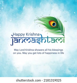 happy janmashtami indian festival banner design for social media