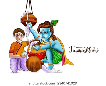 Happy Janmashtami Indian festival celebration background vector