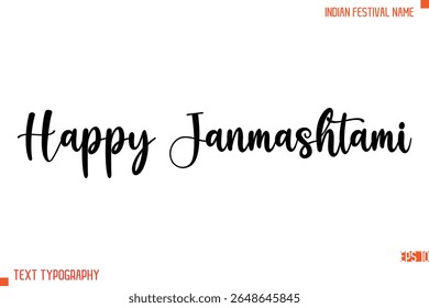 Happy Janmashtami   -Indian Festival Name Modern Stylish Typography Text