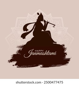 Happy Janmashtami Indian hindu cultural festival celebration card vector