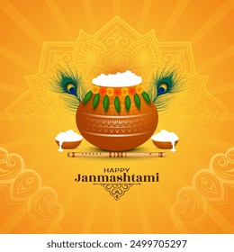 Happy Janmashtami Indian hindu festival celebration cultural background vector