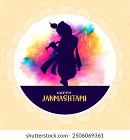 Happy Janmashtami Indian religious festival greeting card vector