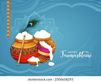 Happy Janmashtami Indian religious festival celebration background vector