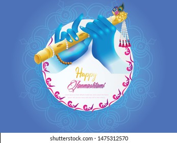 Happy Janmashtami India's big festival with text ,illustration of Lord Krishna , vector janmashtami.