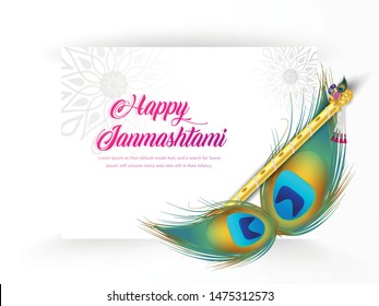 Happy Janmashtami India's big festival with text ,illustration of Lord Krishna , vector janmashtami.