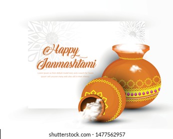 Happy Janmashtami India's big festival with text ,illustration of Lord Krishna , vector janmashtami.