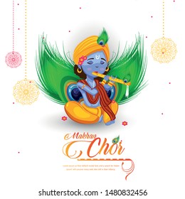 Happy Janmashtami India's big festival with text ,illustration of Lord Krishna , vector janmashtami.