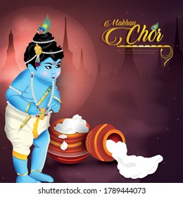 Happy Janmashtami India's big festival with text ,illustration of Lord Krishna , vector janmashtami.