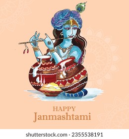 Happy Janmashtami Krishna Vector illustration