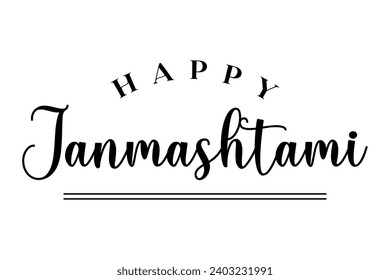 Happy Janmashtami lettering hindu festival vector illustration.